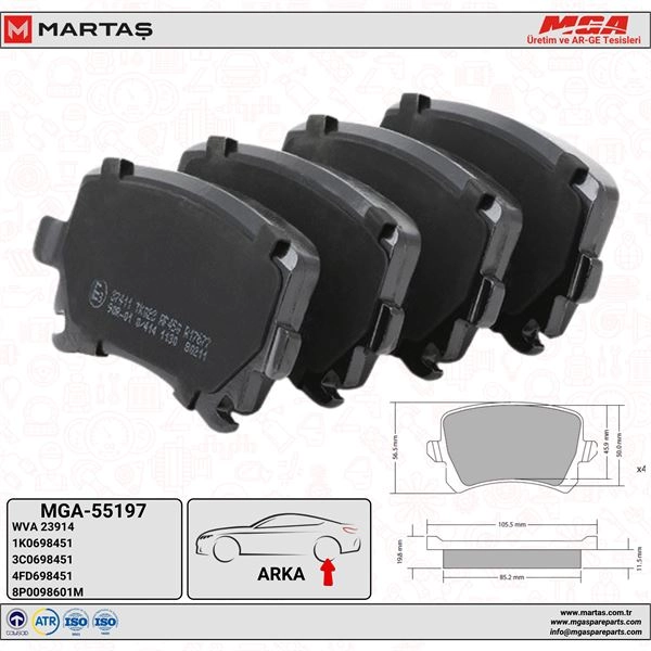 MGA 55197 CADDY ARKA FREN BALATASI 