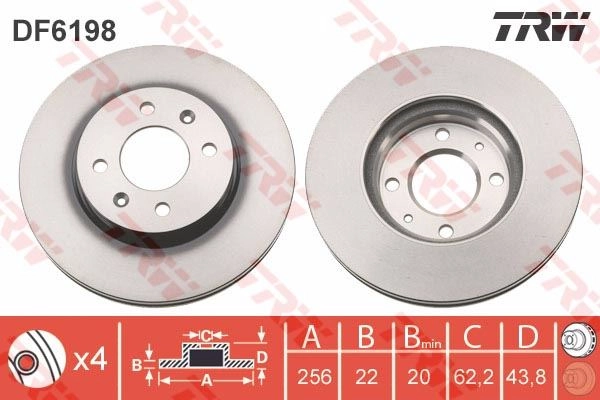 TRW DF6198 ACCENT BLUE ÖN FREN DİSKİ 25.6 CM UZUNLUK 